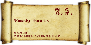 Némedy Henrik névjegykártya